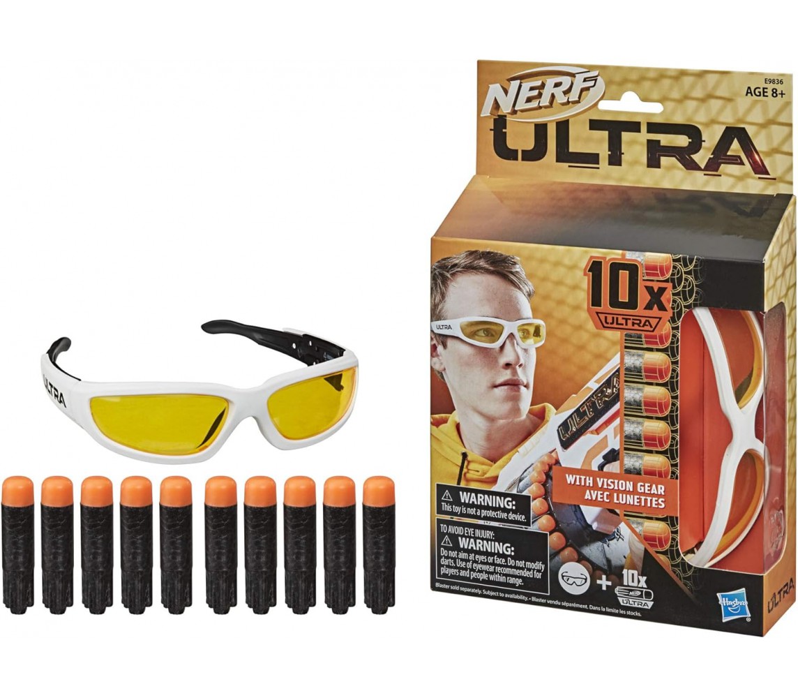 NERF OCCHIALI PROTETTIVI Vision Gear BOX con 10 DARDI Versione ULTRA Hasbro