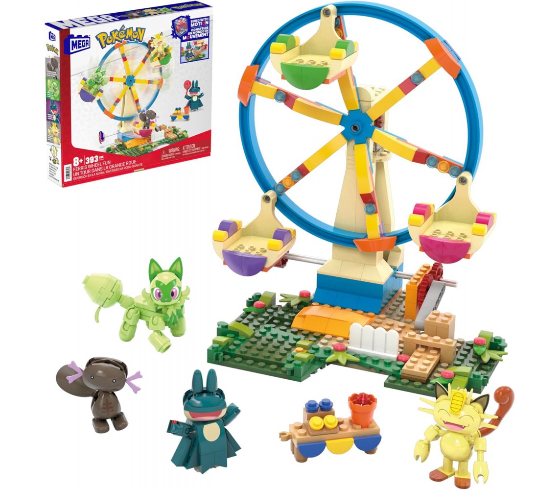 POKEMON RUOTA PANORAMICA Mega Construx Playset con 4 Figure 393 Pezzi HXF80