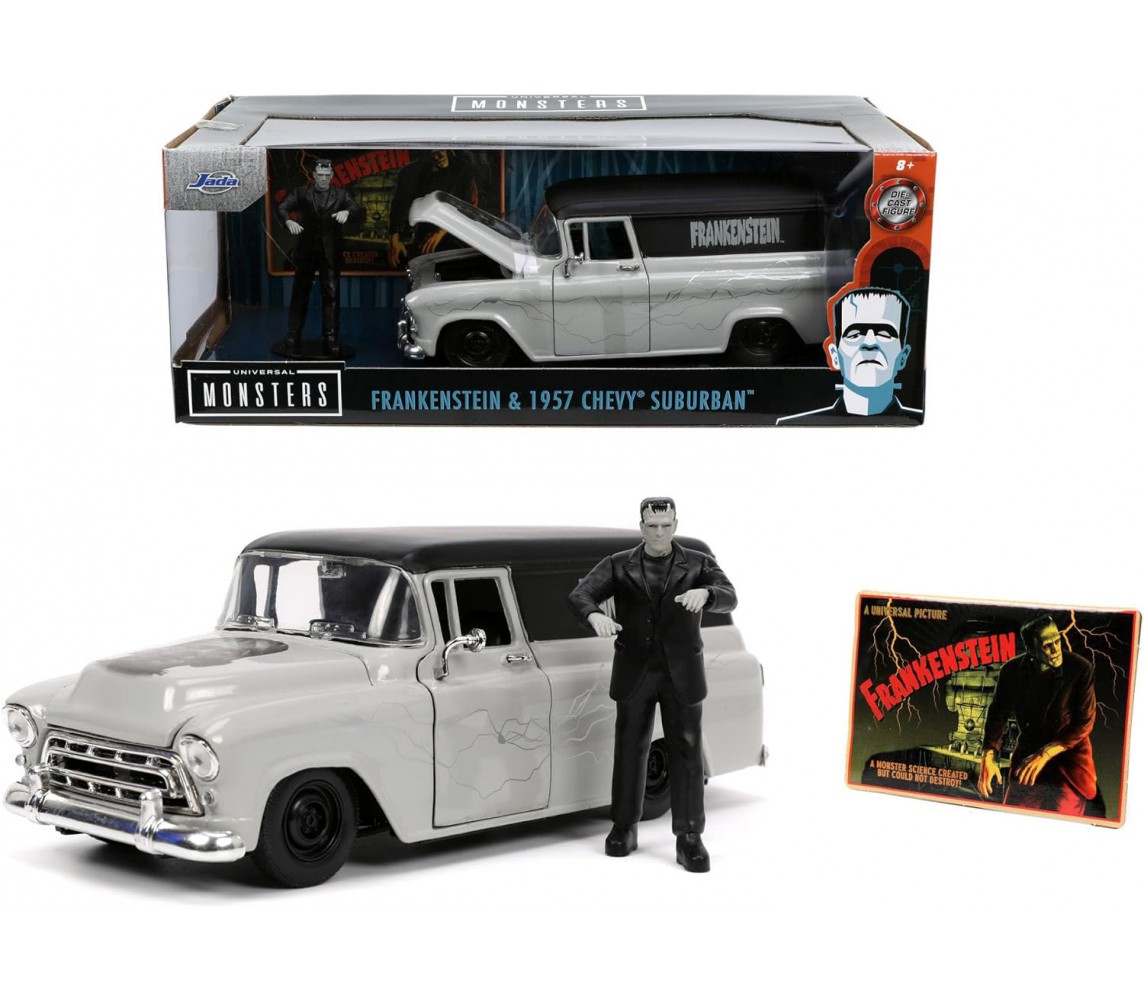 FRANKENSTEIN Car Model CHEVY SUBURBAN DieCast 20cm With Figure Scale 1/24 JADA