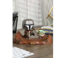THE MANDALORIAN e Grogu Baby Yoda Star Wars Figura DELUXE DIORAMA Funko POP 390