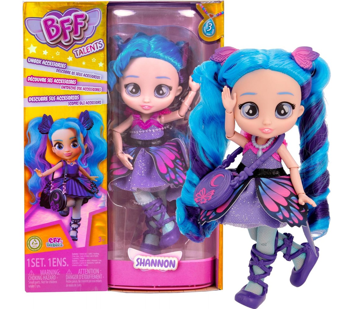 CRY BABIES BFF TALENTS 3 Fashion Doll 20cm Girl SHANNON extra Long Hair IMC TOYS