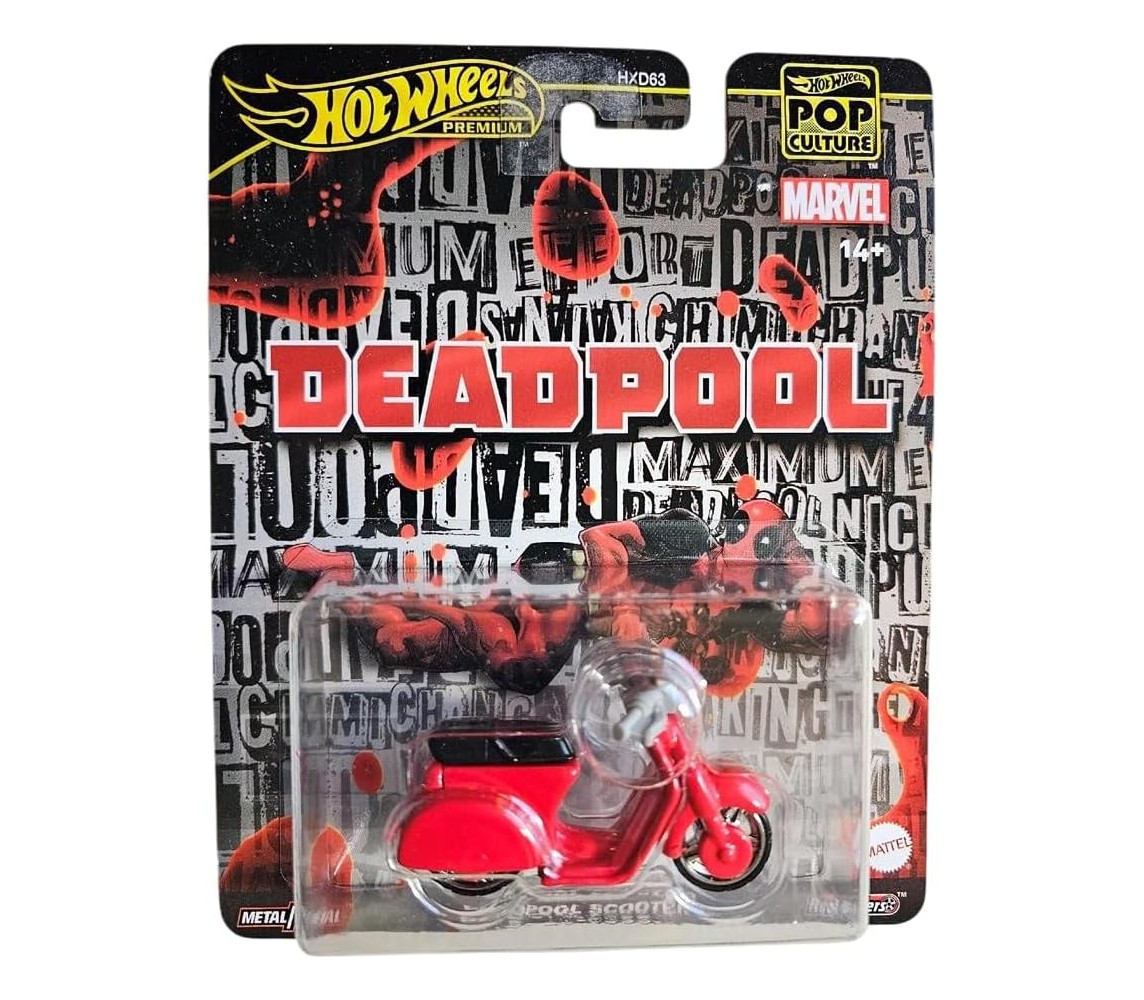 copy of Modello DieCast SCOOTER DEADPOOL 30 anniversario Originale MARVEL scala 1/64 lunghezza 6cm Hot Wheels Premium GRL78