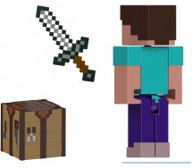 MINECRAFT mc STEVE Action Figure 8cm Pixelated Design Original MATTEL JCN28