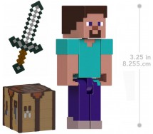 MINECRAFT mc STEVE Action Figure 8cm Pixelated Design Original MATTEL JCN28