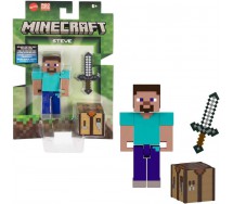 MINECRAFT mc STEVE Action Figure 8cm Pixelated Design Original MATTEL JCN28