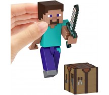 MINECRAFT mc STEVE Action Figure 8cm Pixelated Design Original MATTEL JCN28