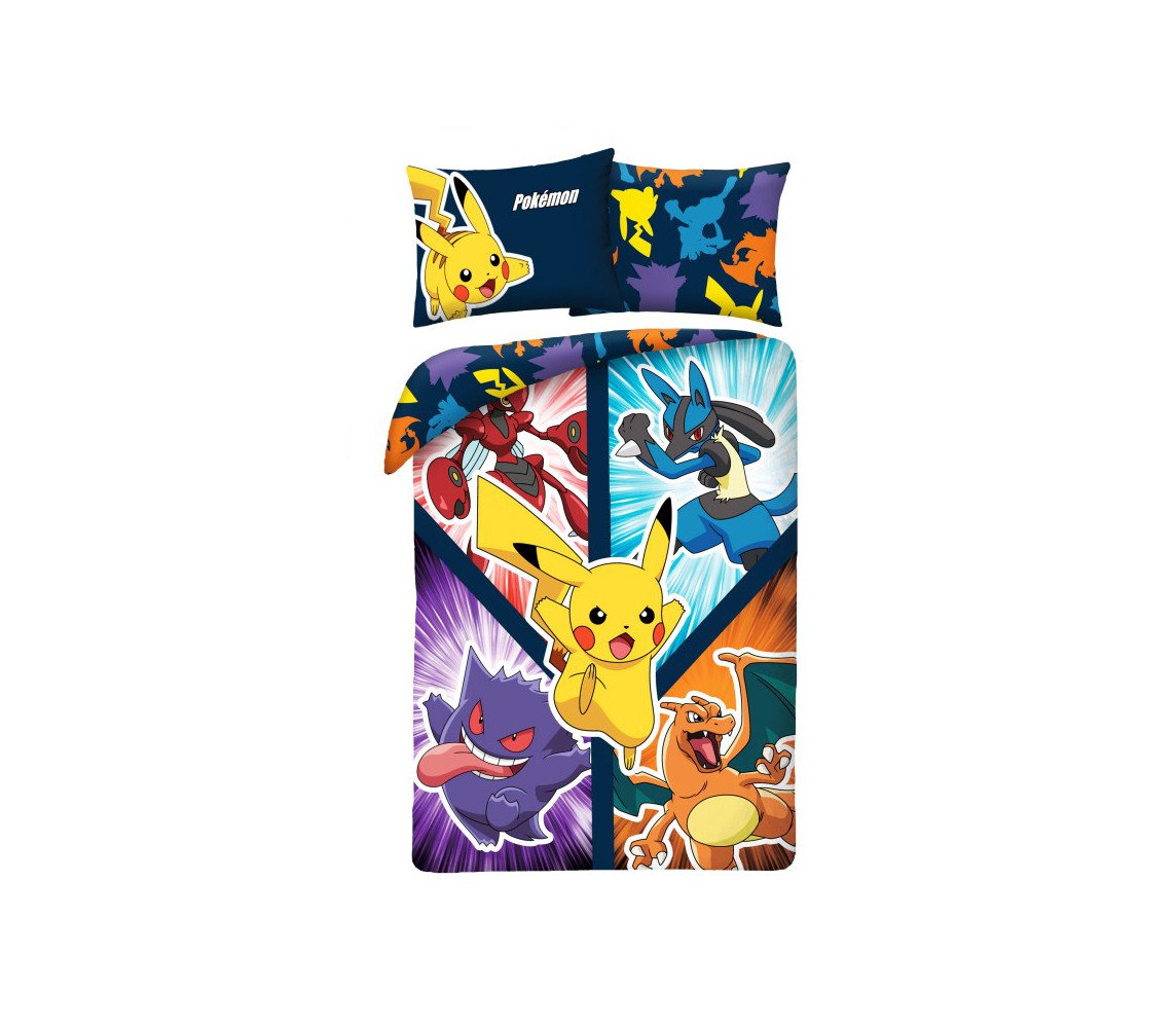 copy of Set Letto POKEMON PIKACHU Che Urla Pokeball COPRIPIUMINO Reversibile 140x200 Federa 70x90 Originale COTONE Bulbasaur