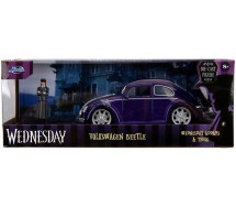 WEDNESDAY Addams VOLKSWAGEN BEETLE DieCast Car Model 20cm With Figure Scale 1/24 JADA