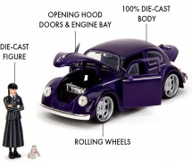 WEDNESDAY Addams VOLKSWAGEN BEETLE DieCast Car Model 20cm With Figure Scale 1/24 JADA
