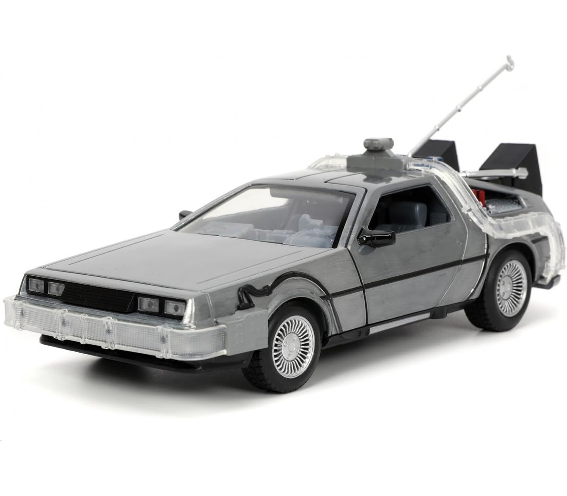 DeLorean Model Car BACK TO THE FUTURE Part 1 Die Cast with LED 1/24 Jada TIME MACHINE