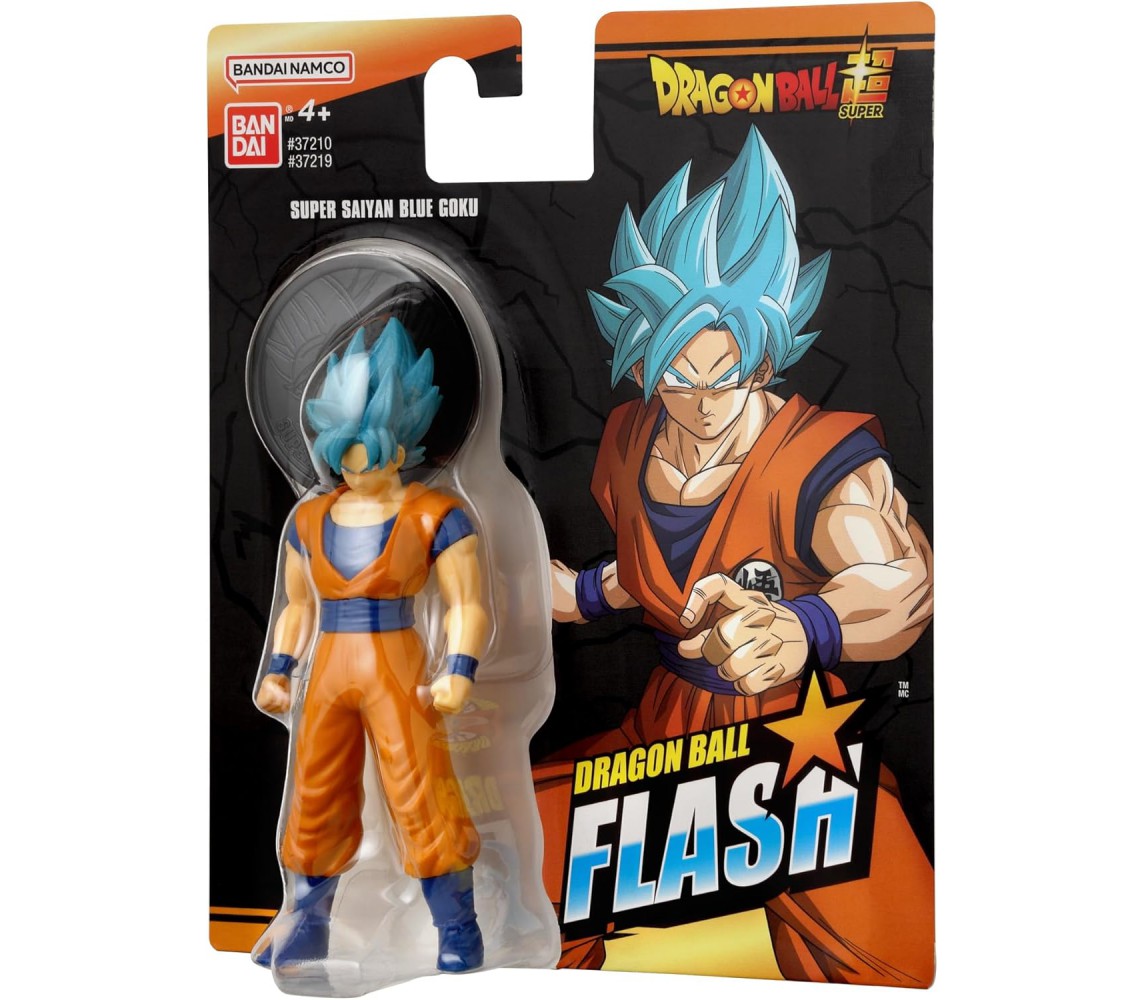 GOKU BLU SUPER SAIYAN Action Figure 10cm DRAGON BALL FLASH Original BANDAI 37219