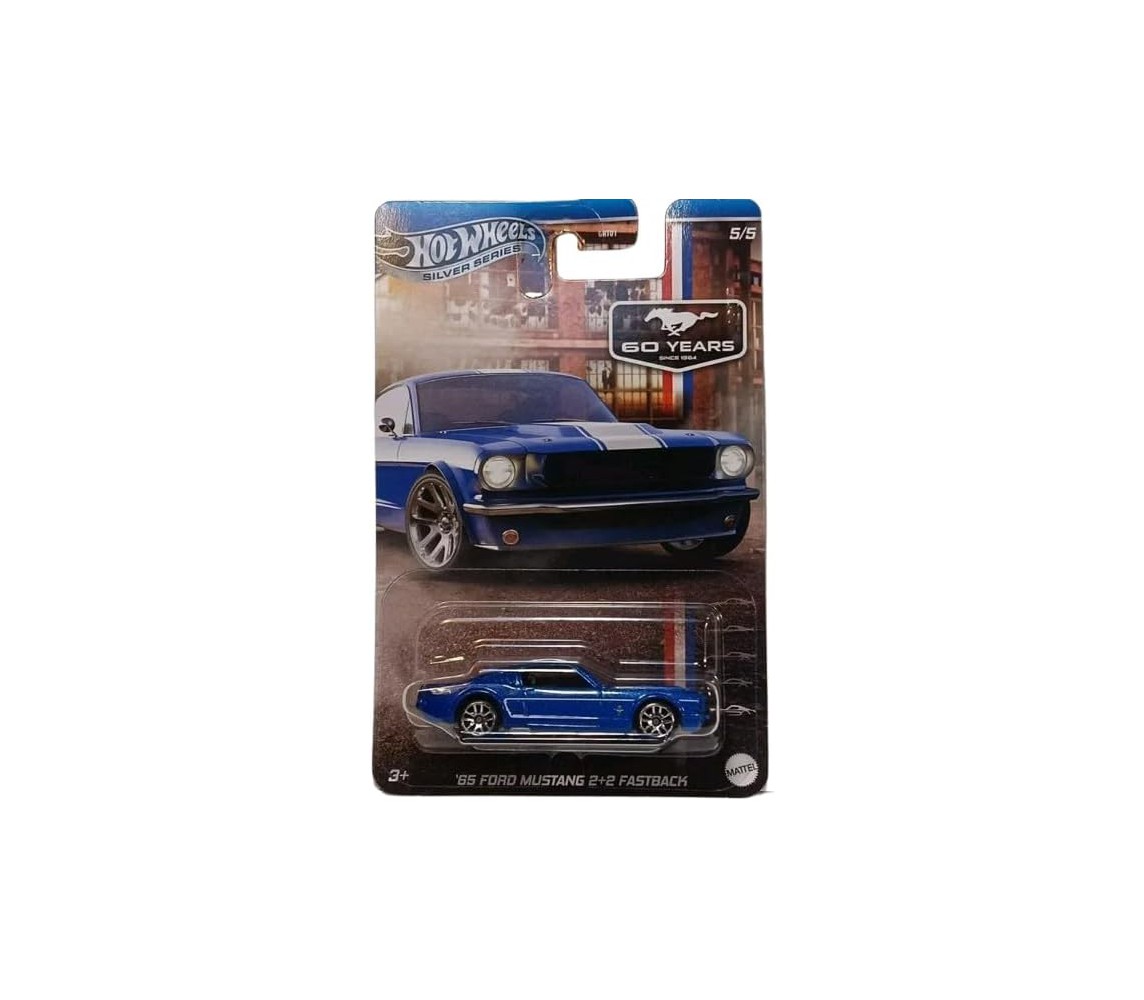 FORD MUSTANG 60 ANNI 5 DieCast Model Scale 1/64 7cm Hot Wheels Silver Series