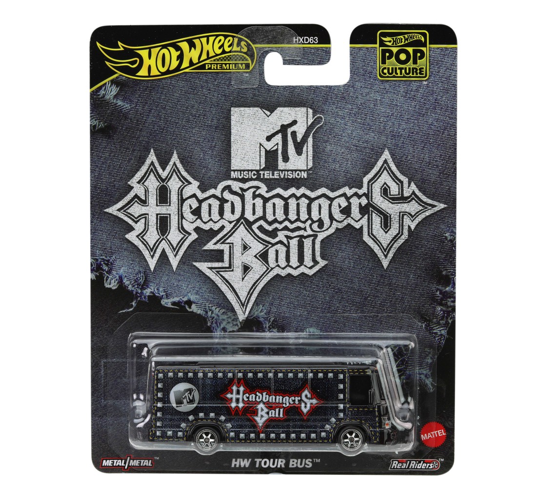 MTV MUSIC VAN Model HW TOUR BUS Headbangers Ball Die Cast Scale 1:64 8cm HotWheels Pop Culture JBL64