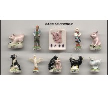 BABE MAIALINO CORAGGIOSO OLD Set 10 FIGURE 3cm Porcellana FEVES Francia