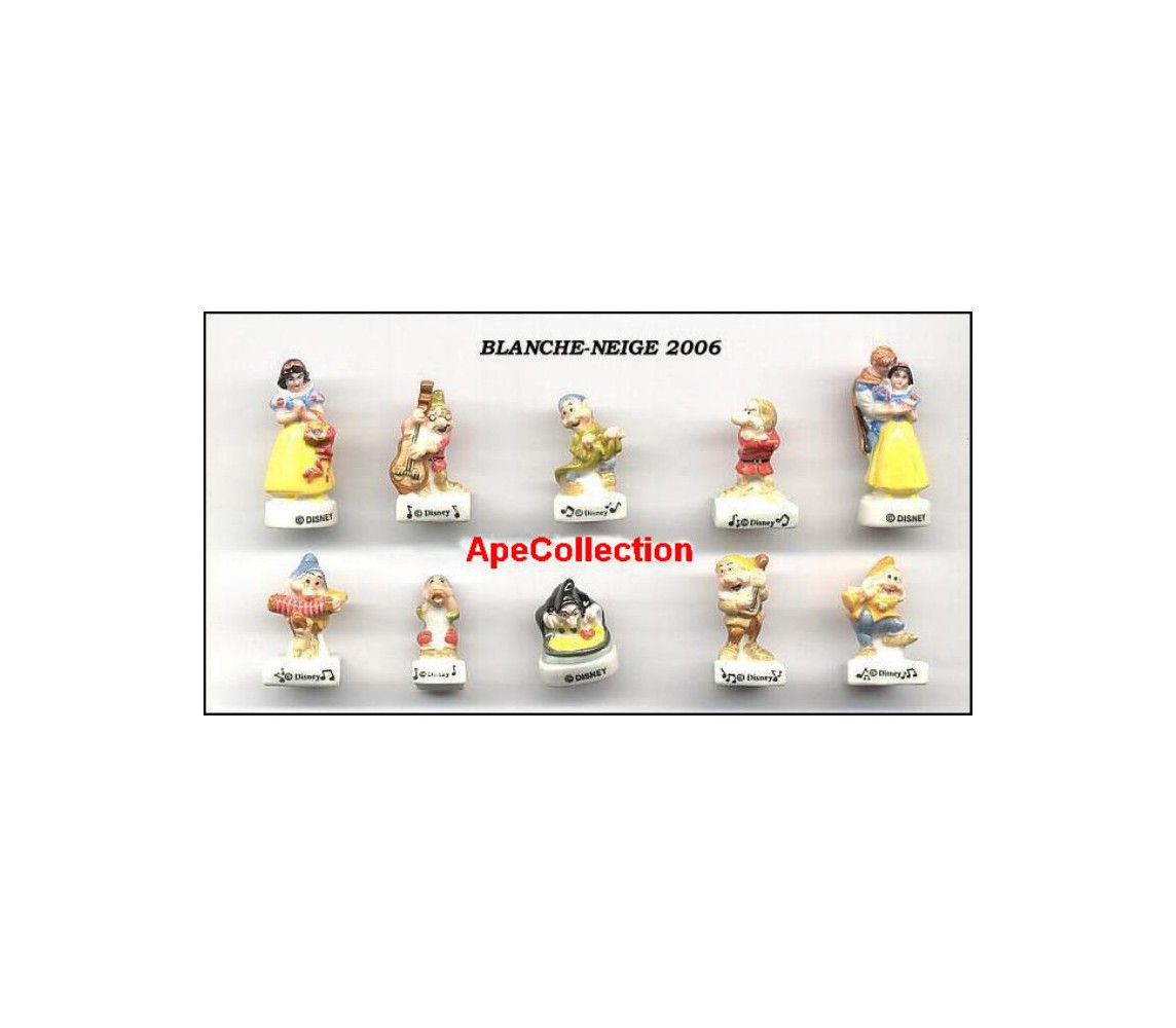 BIANCANEVE 7 NANI 2006 Set 10 FIGURE 3cm Porcellana FEVES Francia DISNEY