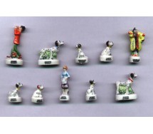 CARICA 101 DALMATA Cani OLD Set 10 FIGURE 3cm Porcellana FEVES Francia DISNEY
