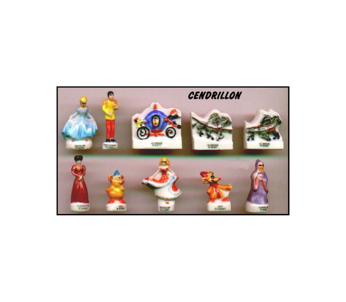 CENERENTOLA Disney 2003 Set 10 FIGURE 3cm Porcellana FEVES Francia ORIGINALI