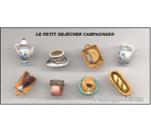 BREAKFAST PETIT DEJEUNER Set 8 Miniatures 3cm Porcelain FEVES France