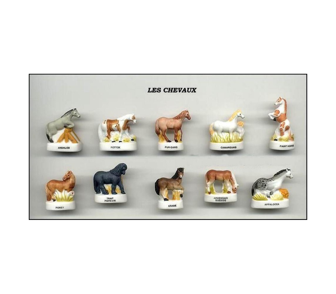HORSE Species BREEDS 2007 French Set 10 Cute PORCELAIN Mini Figures RARE Feves