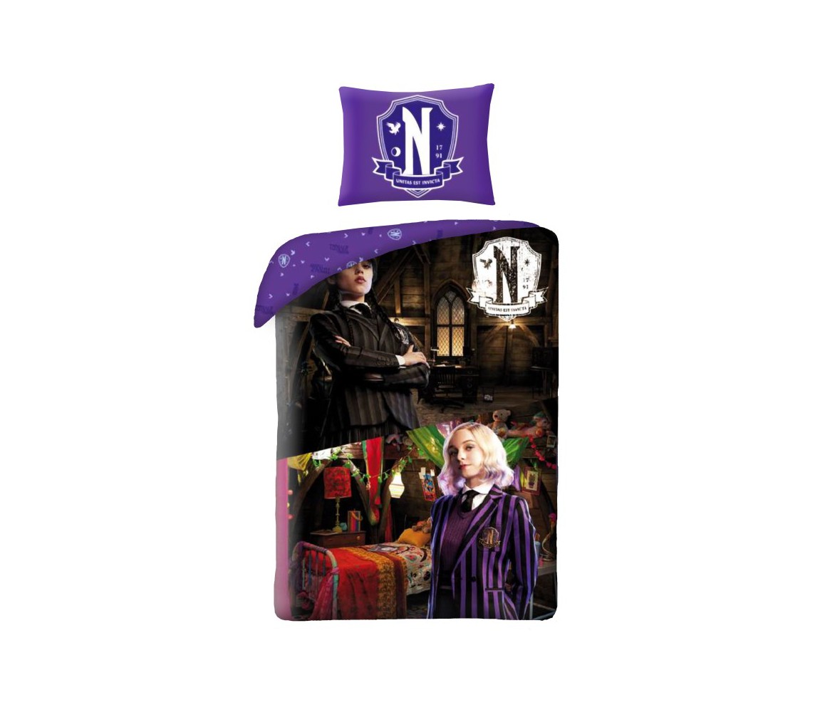 WEDNESDAY Addams and Enid Sinclair SINGLE BED SET DUVET COVER 140x200cm Polyester Halantex WE-80013BL
