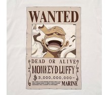 ONE PIECE Monkey D. Luffy WANTED Adult T-Shirt BEIGE ANIME MANGA OFFICIAL Licensed