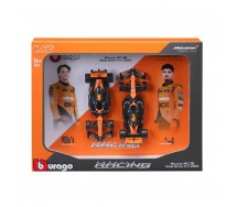 McLAREN MCL38 MIAMI GP 2024 DieCast 2 Car Model F1 1/43 14cm LANDO NORRIS PIASTRI DieCast Bburago 38109