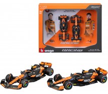 McLAREN MCL38 MIAMI GP 2024 DieCast 2 Car Model F1 1/43 14cm LANDO NORRIS PIASTRI DieCast Bburago 38109