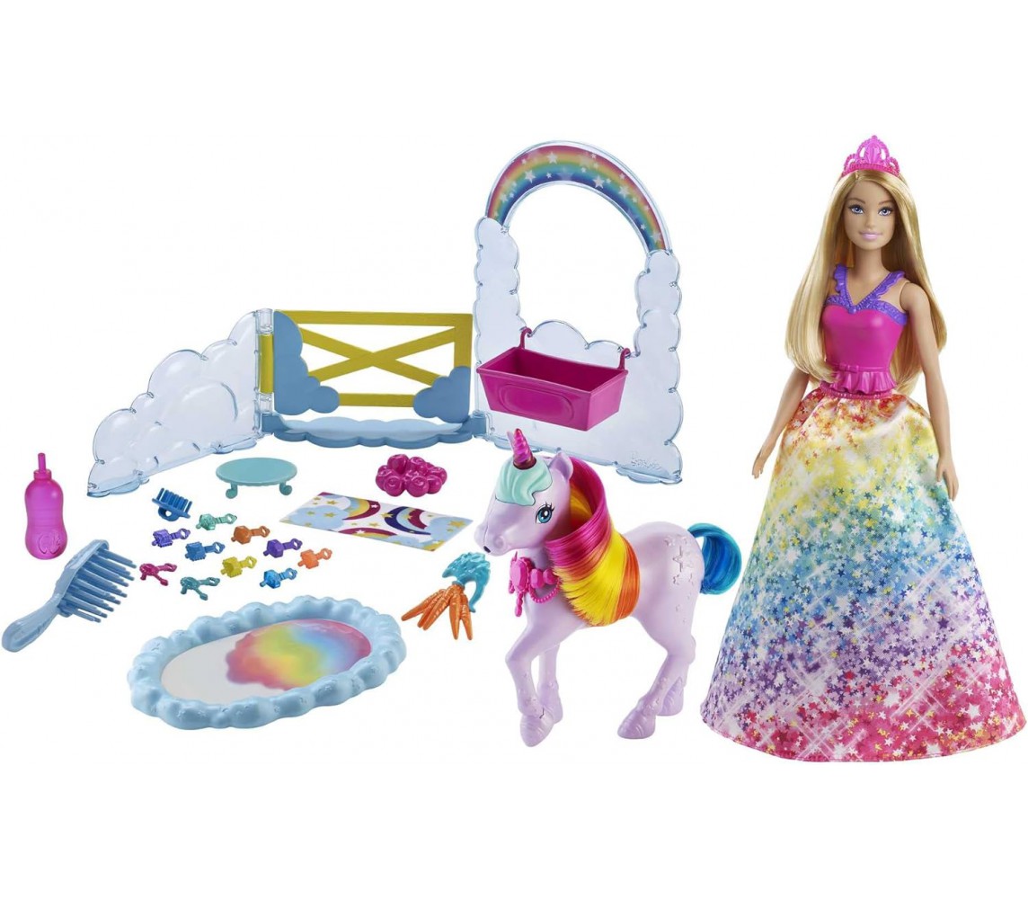 copy of BARBIE DREAMTOPIA Bambola 30cm Playset FESTA ALL'ORA DEL TE' Bambola Fata e Accessori Originale Mattel GJK50