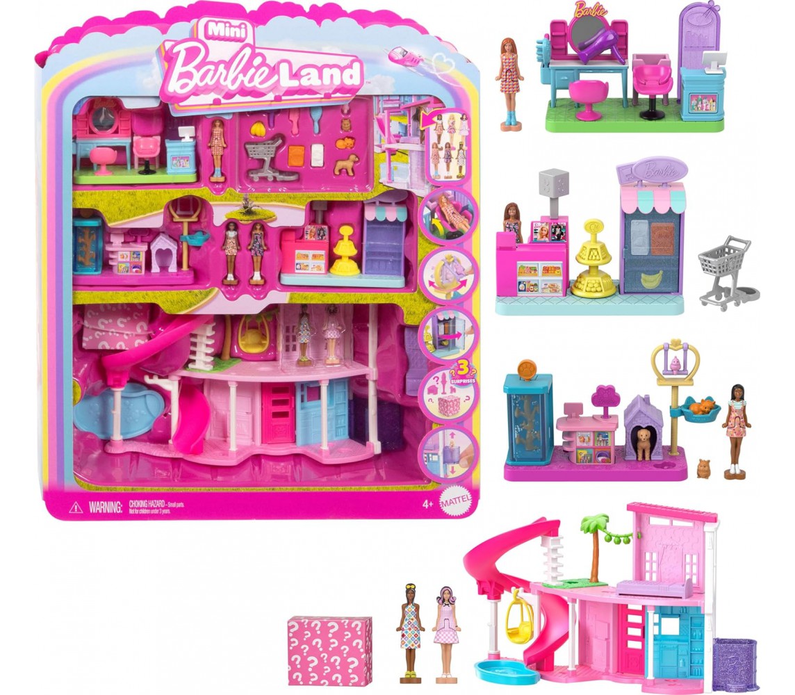 BARBIE MINI Land Playset DREAM SHOP Supermarket Haitstylist Boutique Mattel JGL31