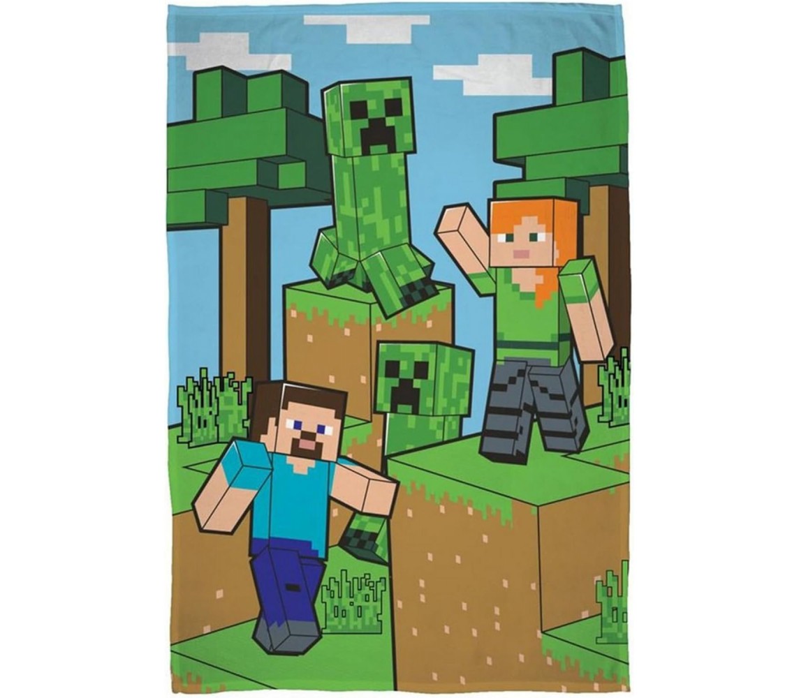 copy of COPERTA Plaid MINECRAFT Steve Alex Creeper 150x100 cm ORIGINALE Ufficiale