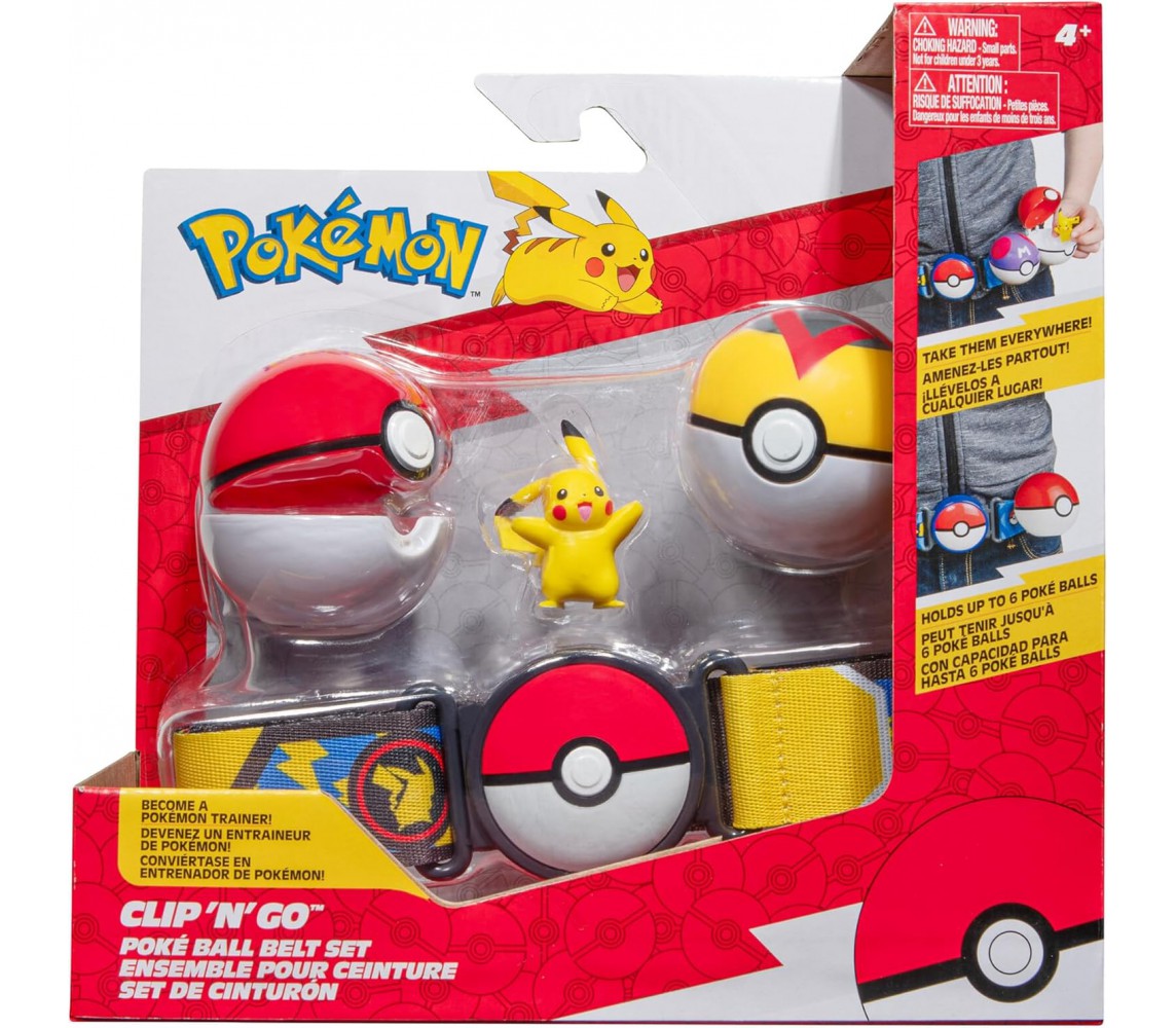 POKEMON CINTURA Clip Go Porta Sfere con PIKACHU FELICE e 2 POKEBALL PKW3162