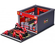 FERRARI DIORAMA PITSTOP SF-24 CHARLES LECLERC 16 2024 DieCast Car Model F1 1/43 14cm DieCast Bburago 18-36862