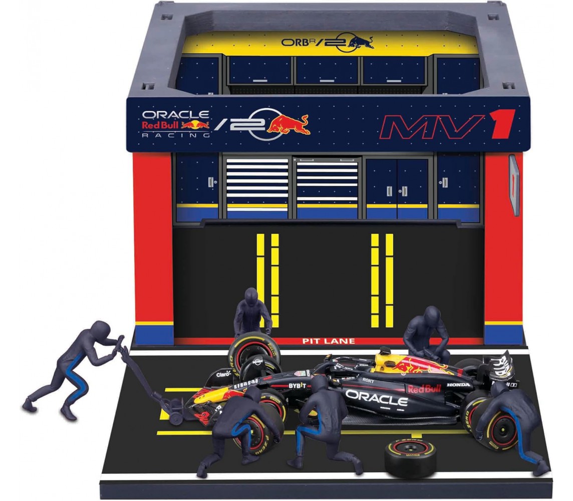 Red Bull RB20 PITSTOP F1 Diorama VERSTAPPEN 1 2024 DieCast Car Model F1 1/43 14cm DieCast Bburago 18-38453
