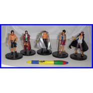 ONE PIECE Set Completo 5 FIGURE Collezione 10cm BASE NERA Rufy Shanks Ace Edward