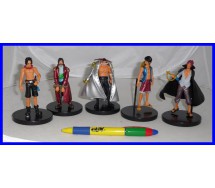 ONE PIECE Set Completo 5 FIGURE Collezione 10cm BASE NERA Rufy Shanks Ace Edward