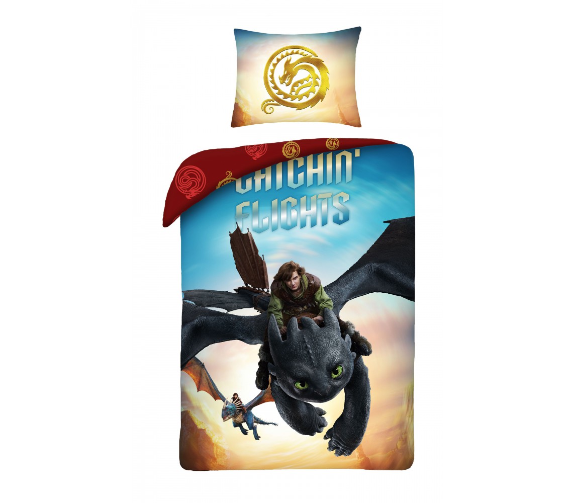 HOW TO TRAIN YOUR DRAGON SINGLE BED SET DUVET COVER 140x200cm Polyester Halantex HTTD-8613BL
