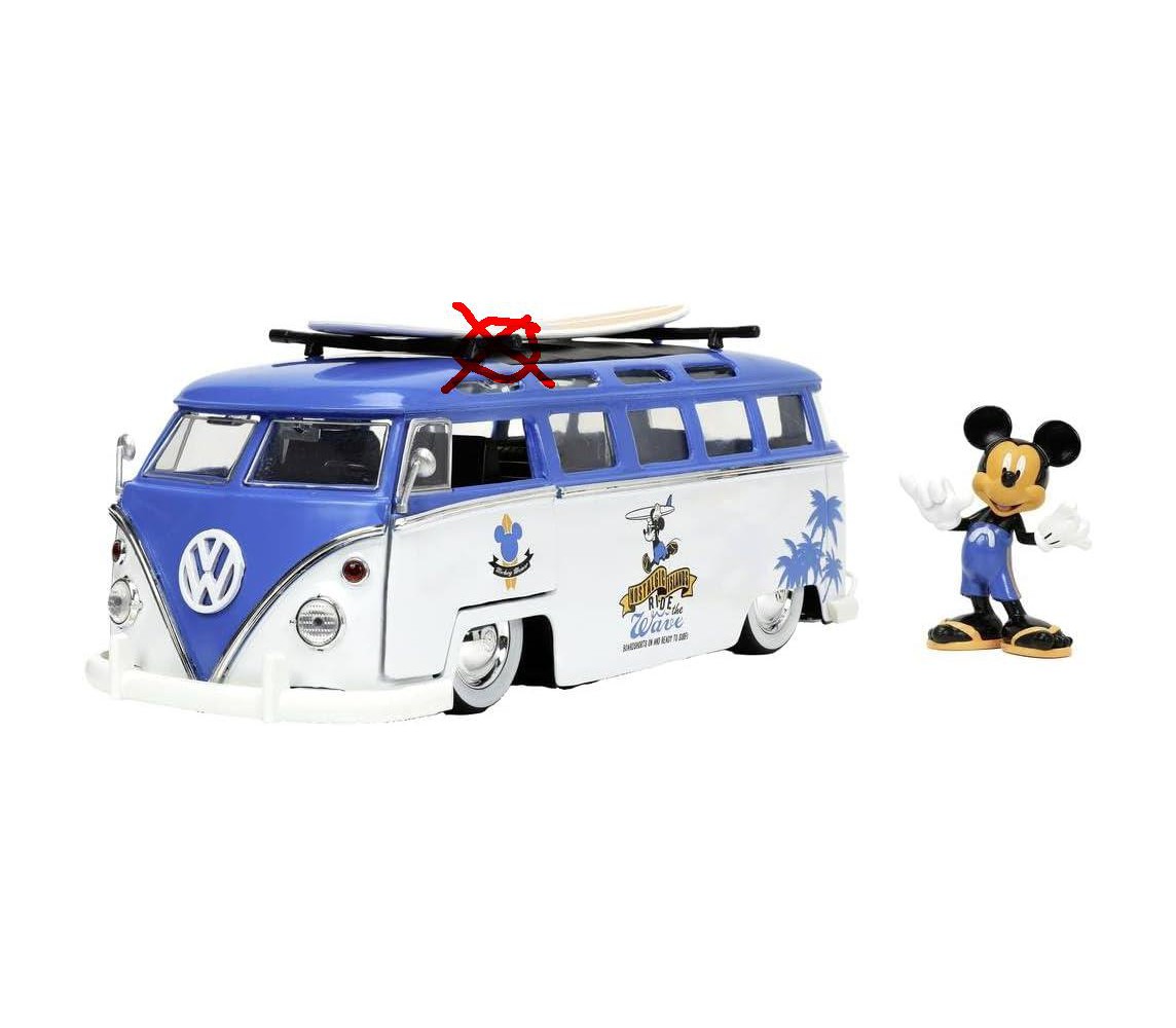 MICKEY MOUSE Modello Bus T1 Con Figura TOPOLINO Scala 1/24 DieCast Jada Toys