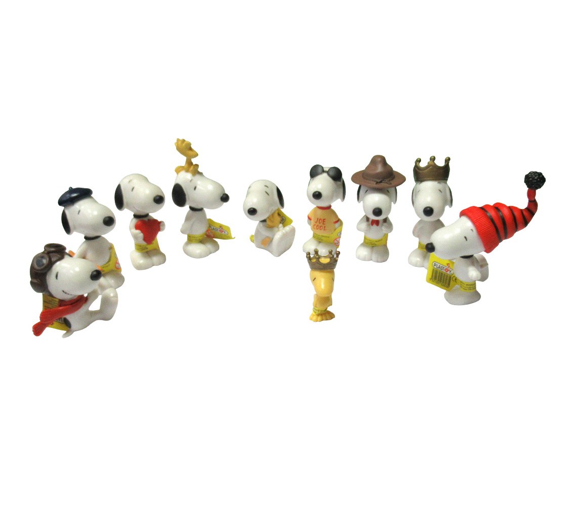 SNOOPY PEANUTS FIGURE Collezione 5cm Set Completo 10 PLASTOY Originali RARE