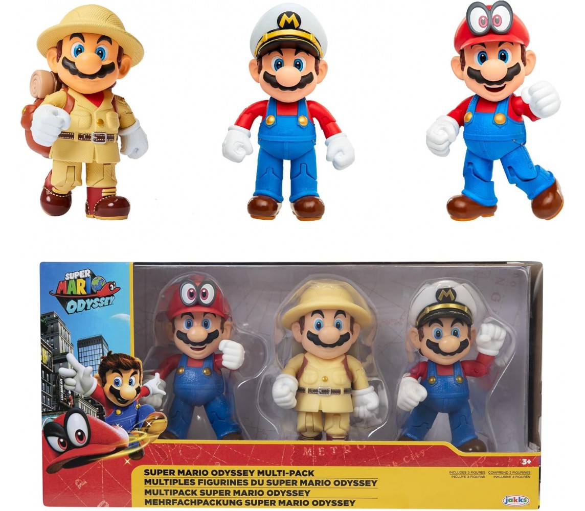 SUPER MARIO Odyssey MULTIPACK With 3 ACTION Figures Jakks Pacific
