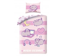 PUSHEEN THE CAT HIGH SCORE SINGLE BED SET DUVET COVER 140x200cm Polyester Halantex PUS-9085BL