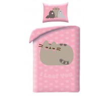 PUSHEEN THE CAT sleeping SINGLE BED SET DUVET COVER 140x200cm Polyester Halantex PUS-9092BL