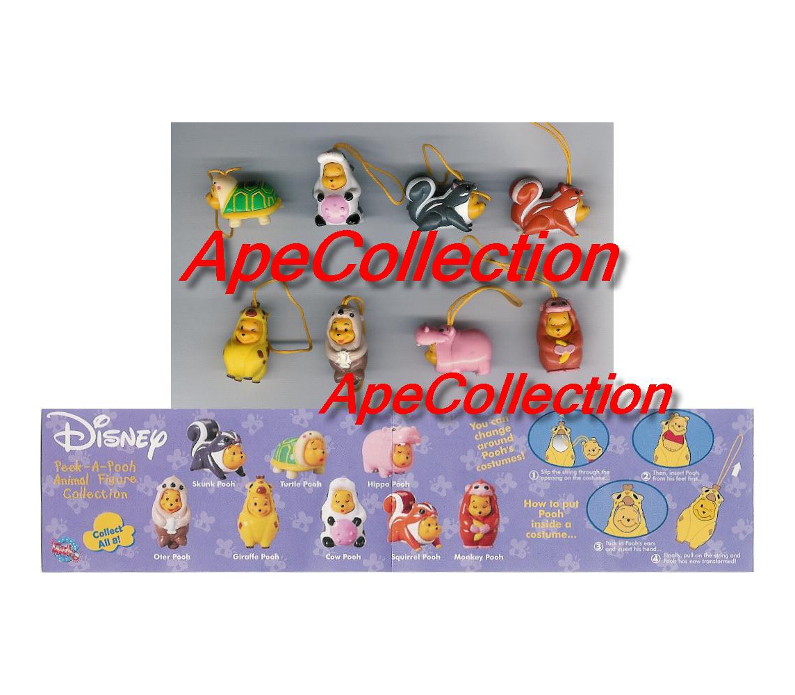 copy of SET 8 Figure WINNIE POOH XMAS NATALE 2 Mini Winnies Peek-A-Pooh TOMY Figures NEW