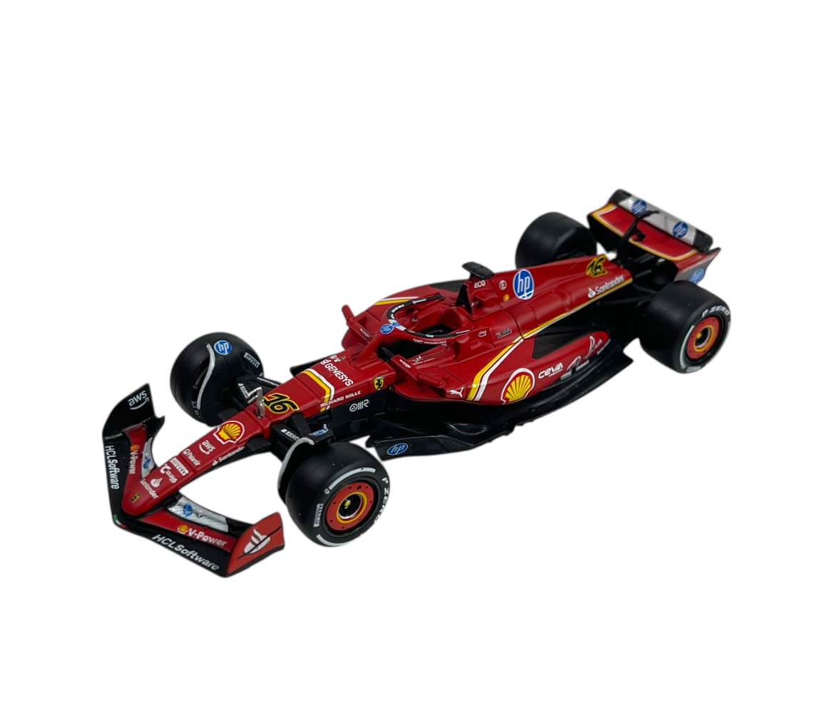 FERRARI LECLERC Formula 1 SF-24 WINNER MONZA 2024 Car Model 2024 DieCast 1/43 Helmet 16 Bburago