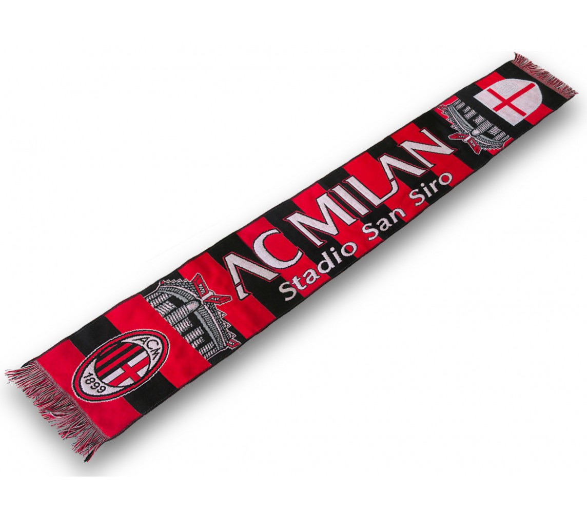copy of SCIARPA Originale AC MILAN ACM 1899 Rosso Nera Righe Verticali Ufficiale 140cm