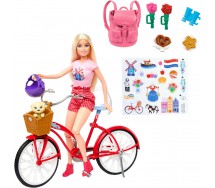 BARBIE with BIKE dog and Accessories PINK PASSPORT Series Original Mattel HWJ00