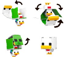 MINECRAFT SHEEP and CHICKEN 2 Flippin' Figs Figures Collection 2 in 1 9cm Pixelated Design MATTEL HXK17