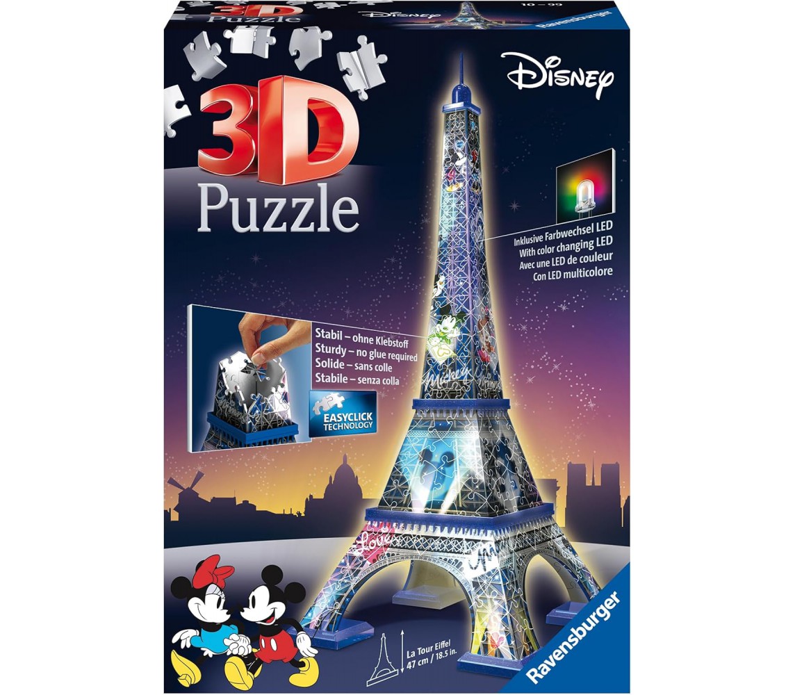 TORRE EIFFEL PUZZLE 3D Disney Special NIGHT EDITION LIGHTS BIG 47cm Ravensburger