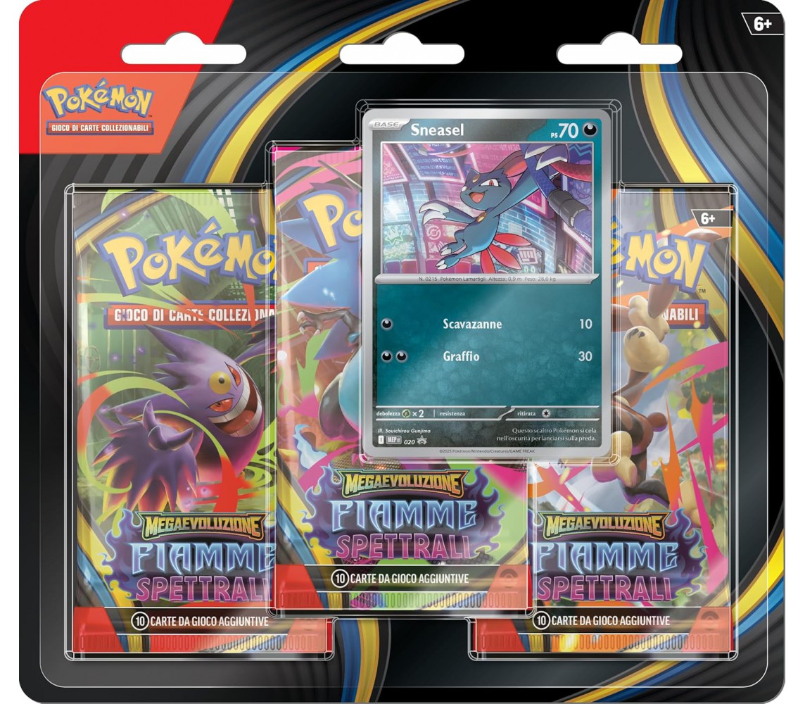 ITALIAN Pokemon MEGAEVOLUZIONE Cards FIAMME SPETTRALI SNEASEL Blister 3-pack