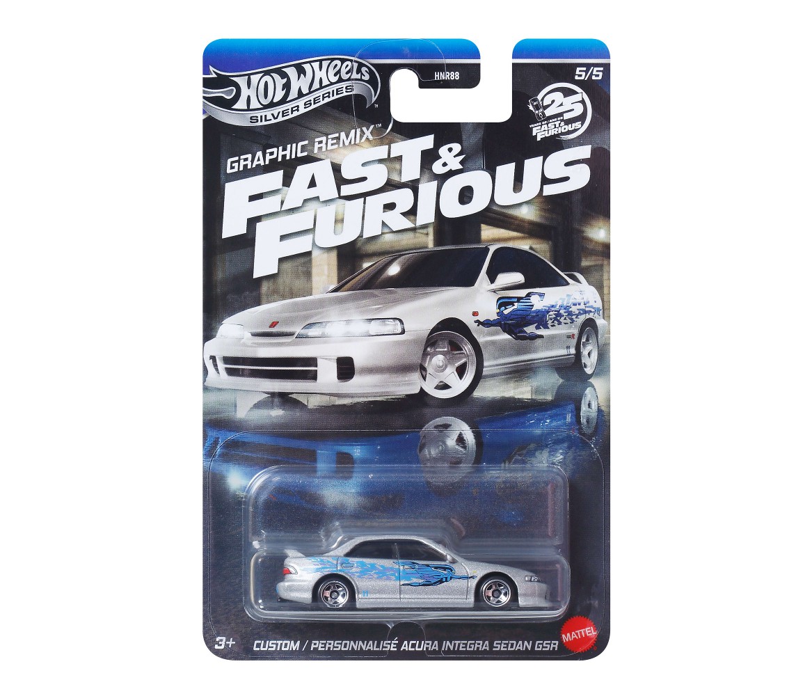 FAST FURIOUS Graphic remix Car Model ACURA INTEGRA SEDAN Scale 1:64 8cm Hot Wheels JBY45