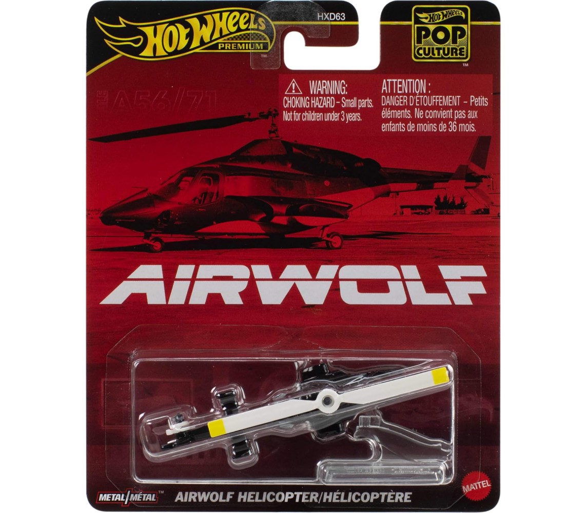 AIRWOLF Die Cast Model HELICOPTER Supercopter Hot Wheels POP CULTURE 7cm JBL56